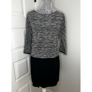 Loft Black White Space Dye Knit Drop Waist Dress Size 6